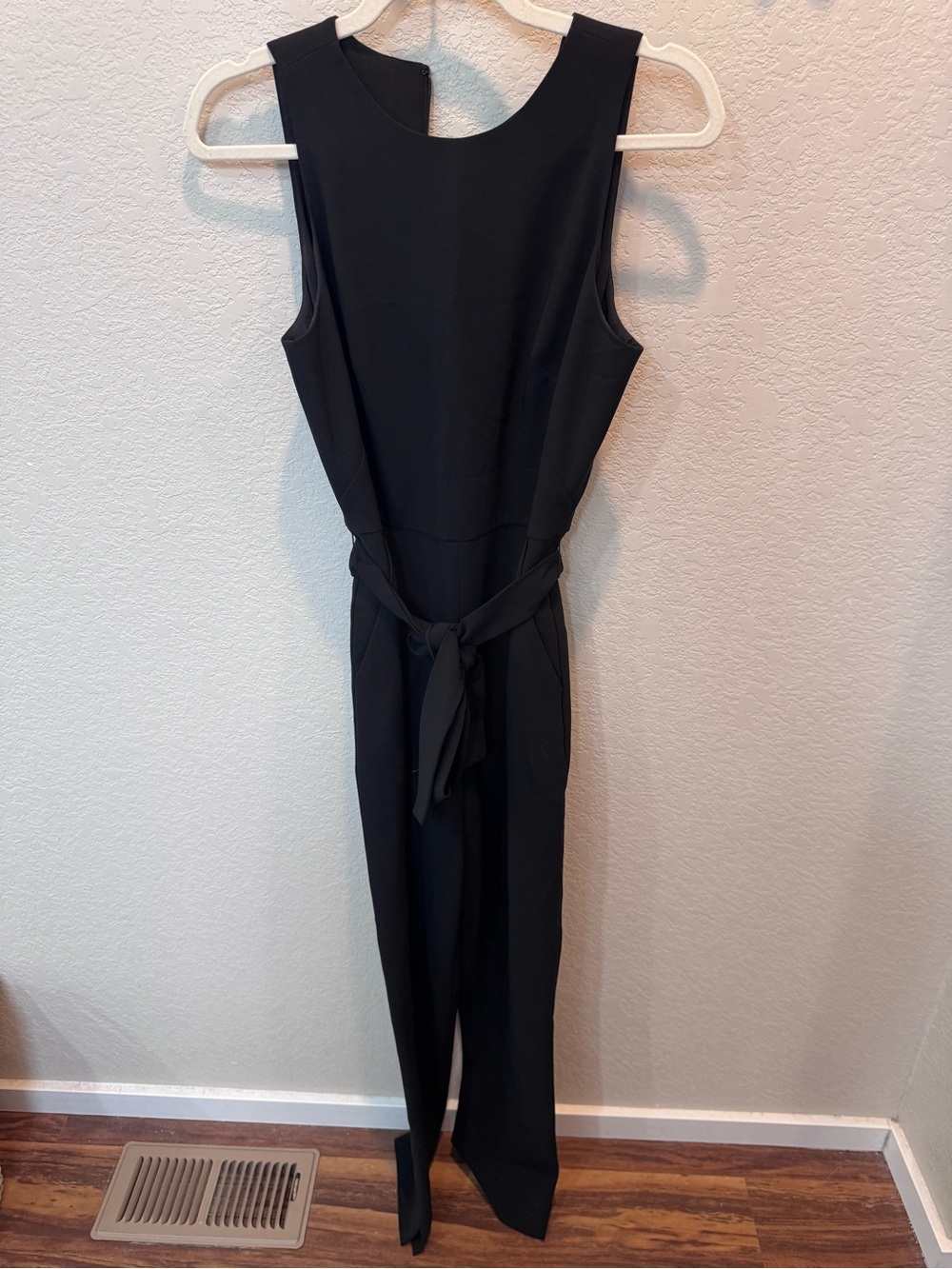 Black Sleeveless Tie-Waist Jumpsuit